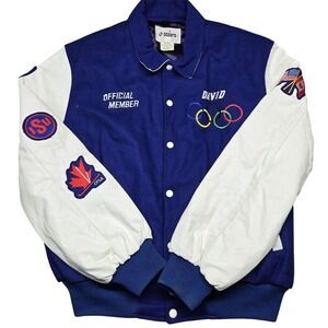 Vintage Olympic Figure Skating Jacket Mens XL Blue LP Designs 90 Tour USA 90s